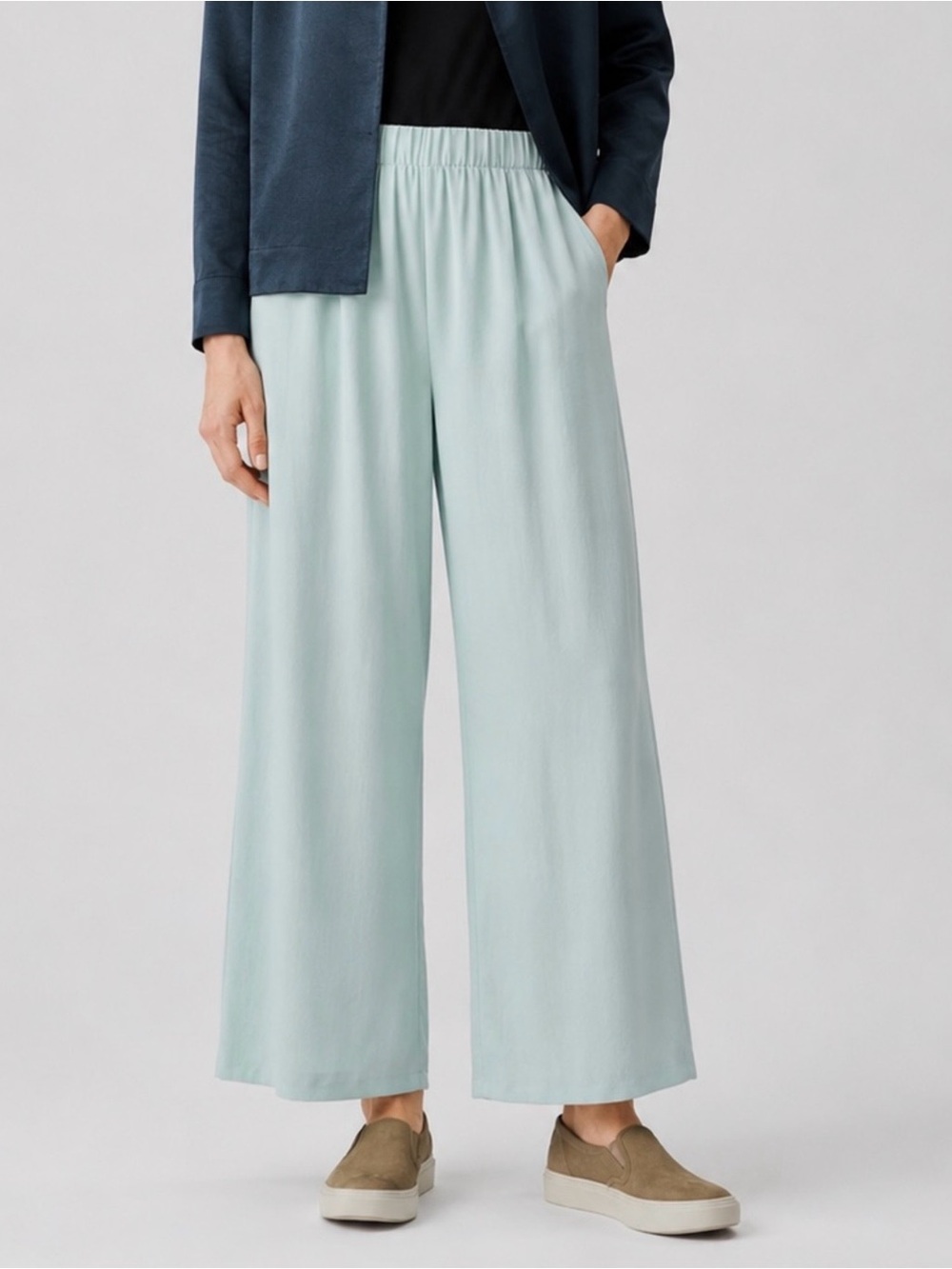 NWOT Eileen Fisher 100% Silk Wide Leg Pants